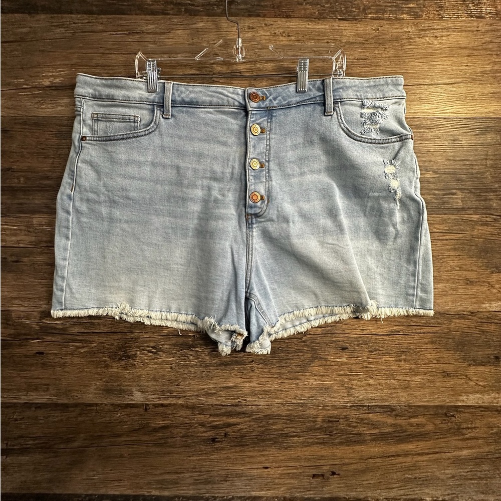 LC Lauren Conrad Blue Jean Shorts Distressed High-Waisted